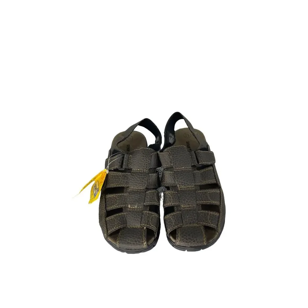 NWT Smart Fit Skid Resistant Brown Faux Leather Caged Sandals Youth Size 1.5